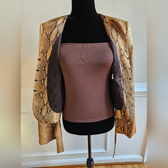 Rare Vintage Cache Women's 3 Piece Set - Jacket/Tank/Pants Pant Suit Snake Skin - Picture 9 of 16